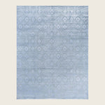 Grey Traditional Ikat Wool Rug - 8' x 10'2"