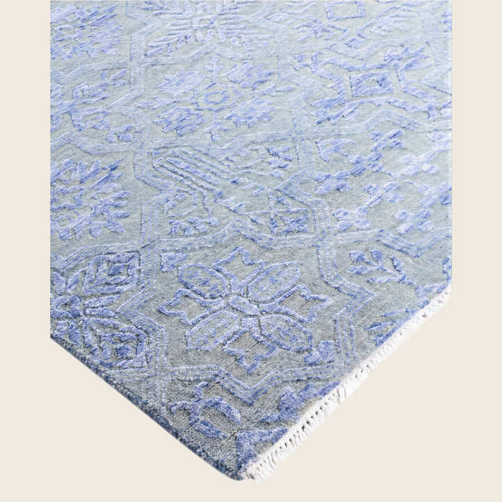 Grey Traditional Ikat Wool Rug - 8' x 10'2"