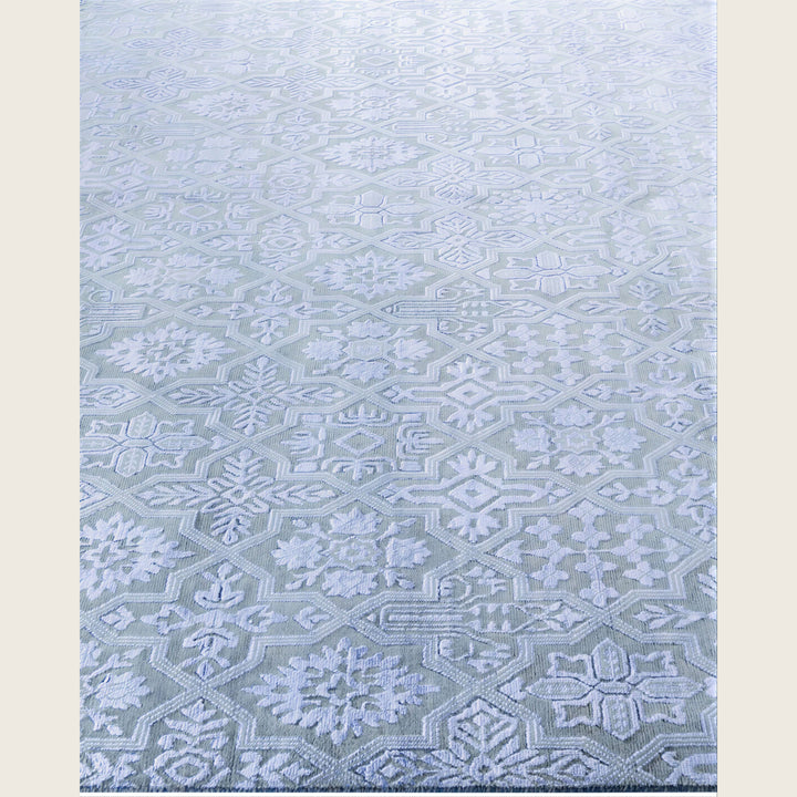 Grey Traditional Ikat Wool Rug - 8' x 10'2"