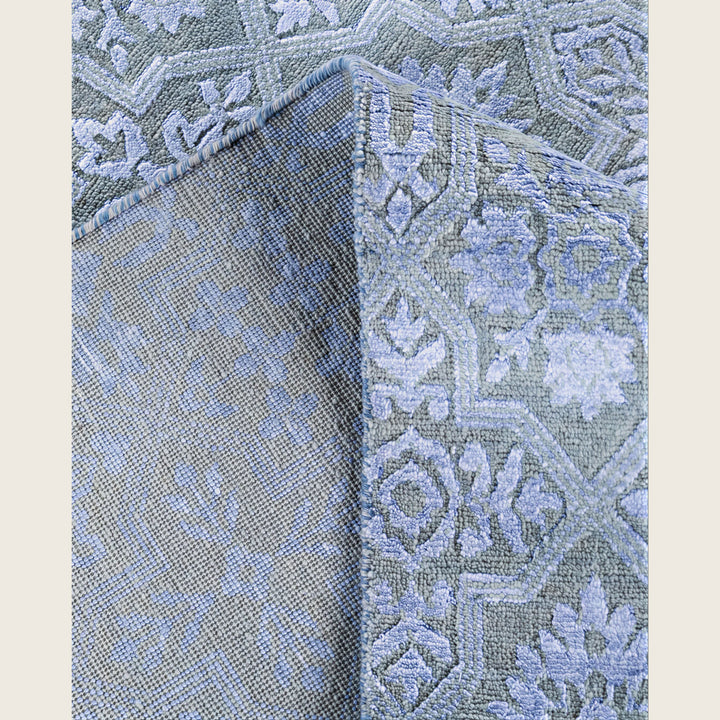 Grey Traditional Ikat Wool Rug - 8' x 10'2"