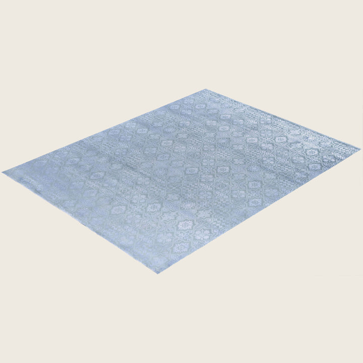 Grey Traditional Ikat Wool Rug - 8' x 10'2"