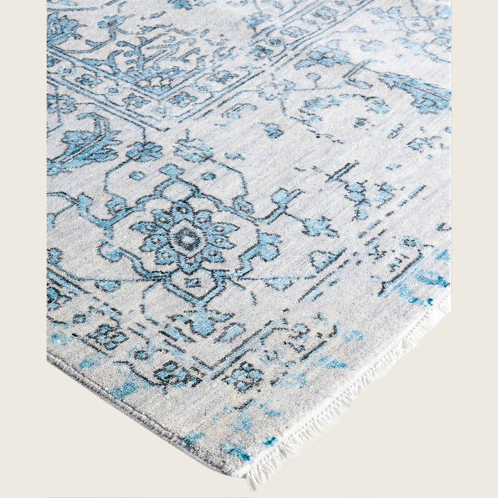 Grey Traditional Ikat Wool Rug - 9'1" x 12'3"