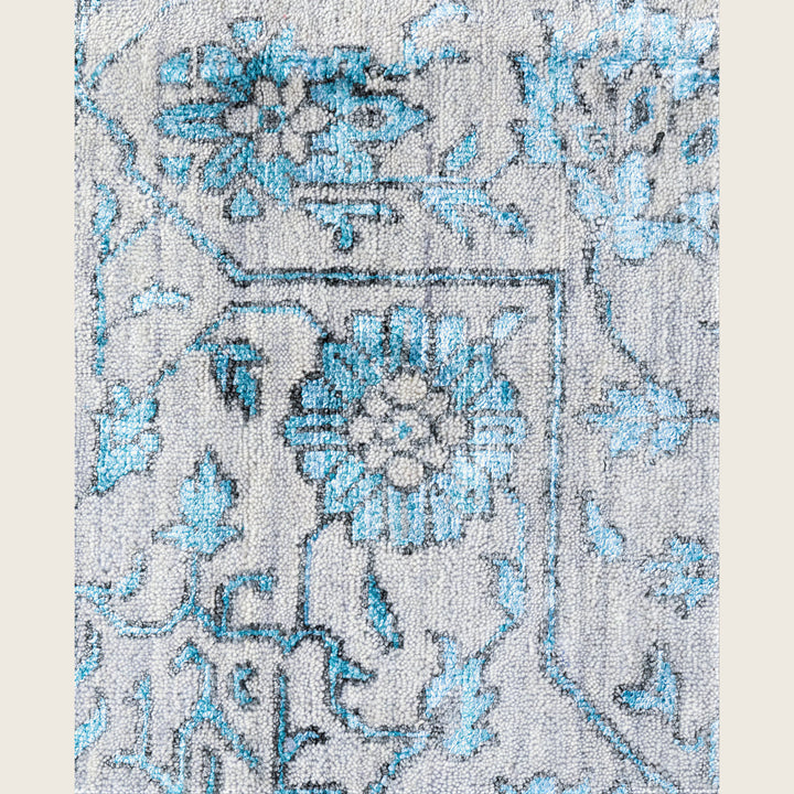 Grey Traditional Ikat Wool Rug - 9'1" x 12'3"
