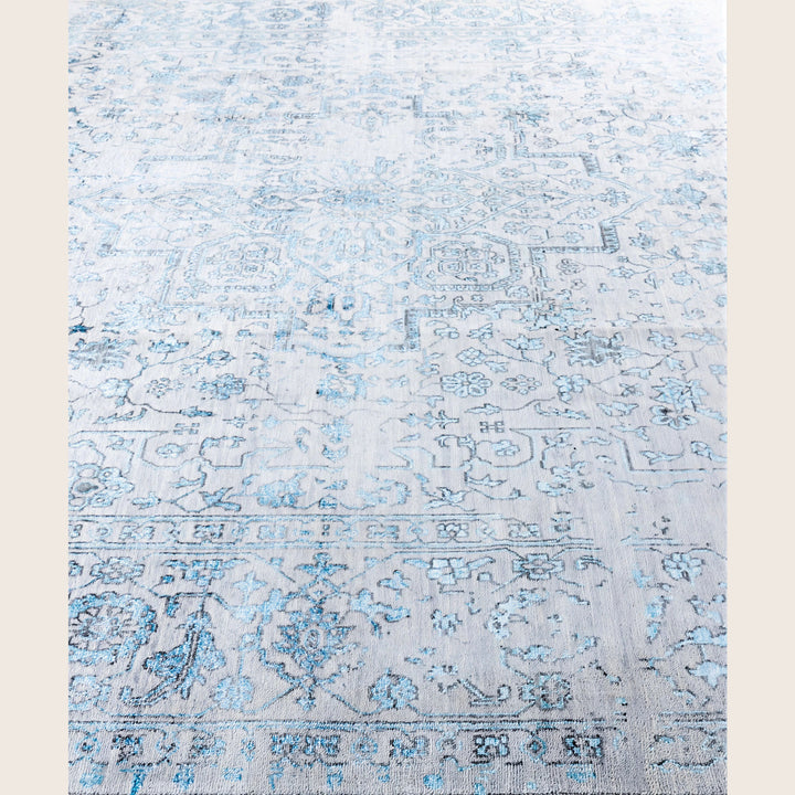 Grey Traditional Ikat Wool Rug - 9'1" x 12'3"