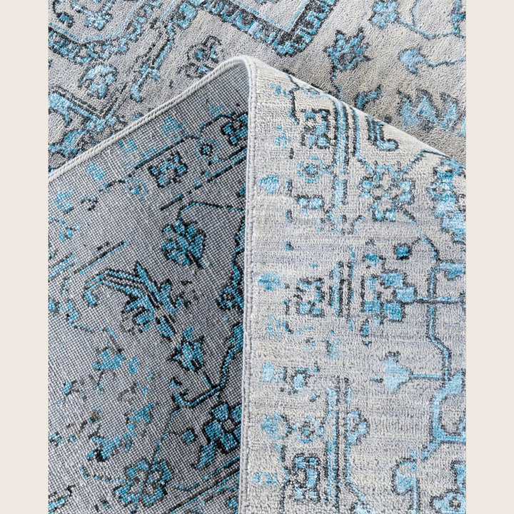 Grey Traditional Ikat Wool Rug - 9'1" x 12'3"