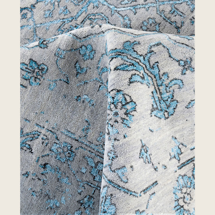 Grey Traditional Ikat Wool Rug - 9'1" x 12'3"
