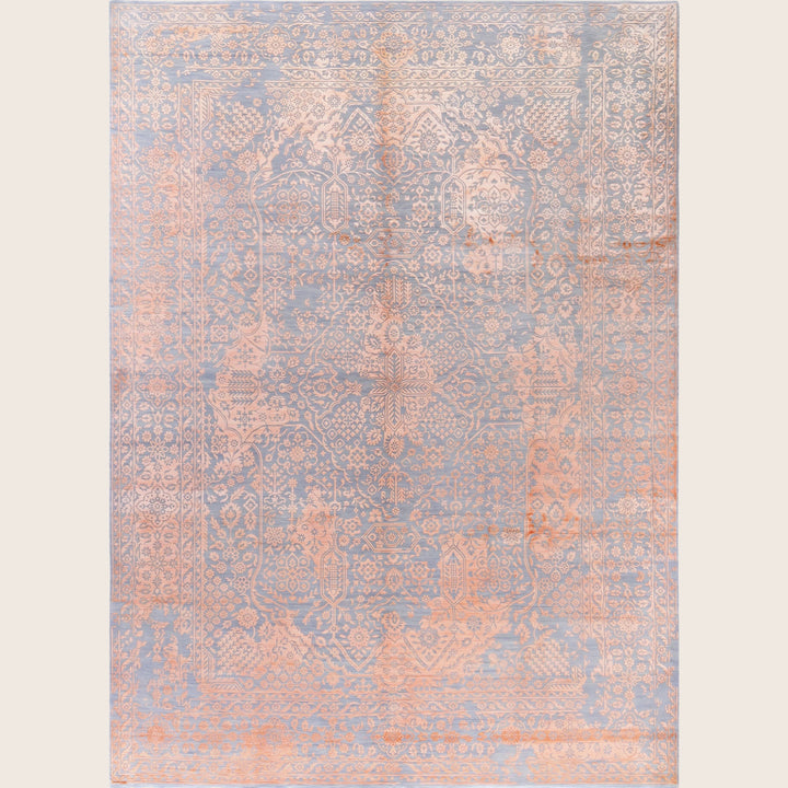 Grey Traditional Ikat Wool Rug - 9'1" x 12'4"