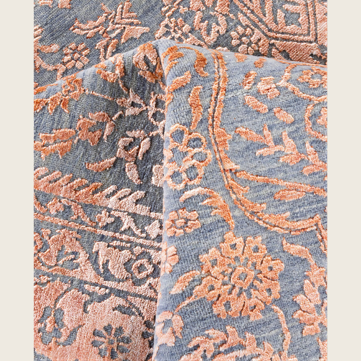 Grey Traditional Ikat Wool Rug - 9'1" x 12'4"