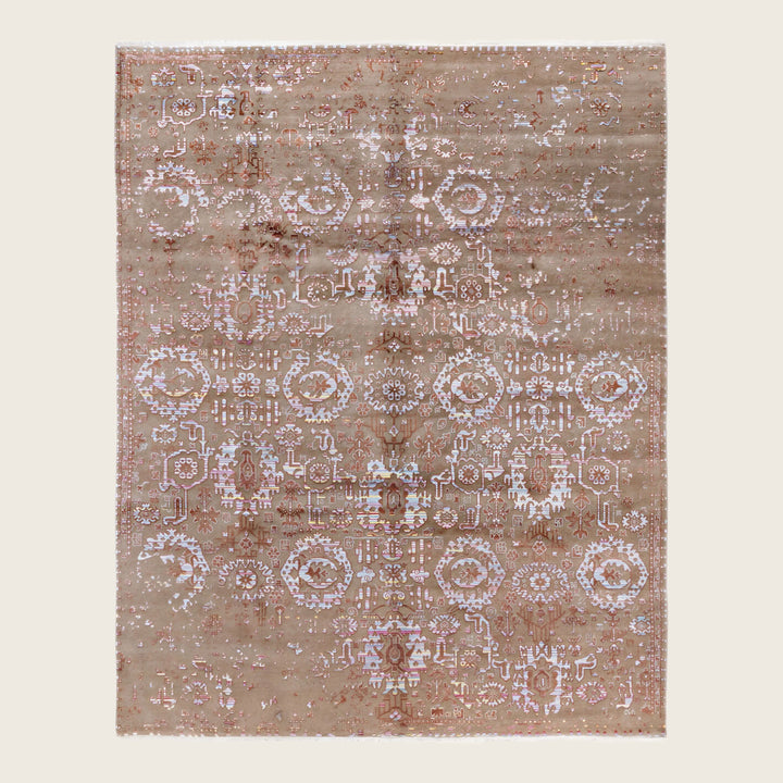 Brown Traditional Ikat Wool Rug - 8' x 10'