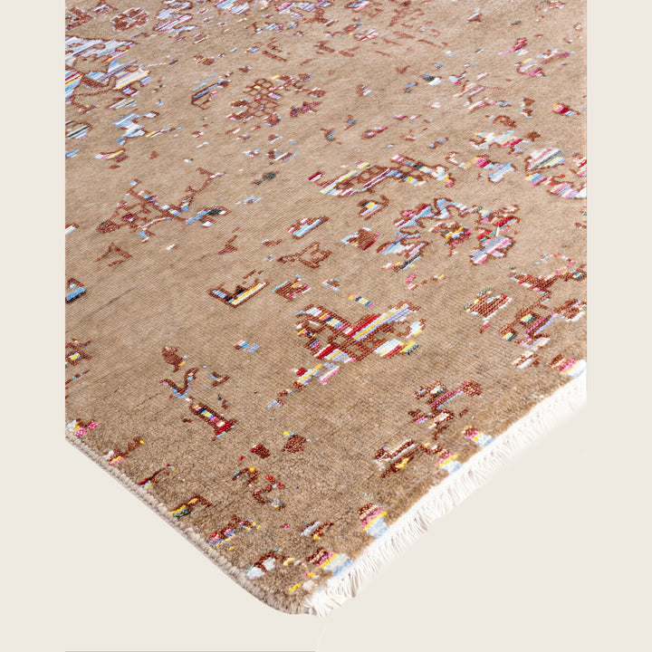 Brown Traditional Ikat Wool Rug - 8' x 10'