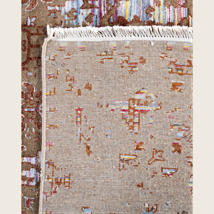 Brown Traditional Ikat Wool Rug - 8' x 10'