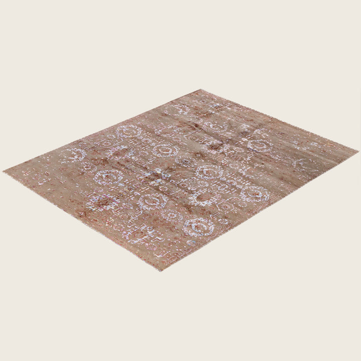 Brown Traditional Ikat Wool Rug - 8' x 10'