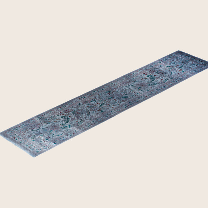 Grey Traditional Samsara Wool Runner - 2'7" x 12'8"