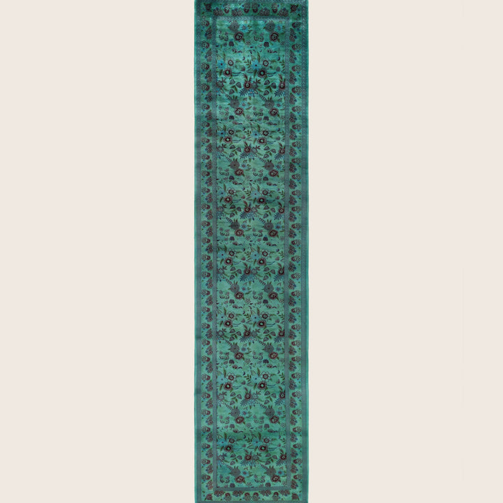 Green Traditional Samsara Wool Runner - 2'8" x 12'1"