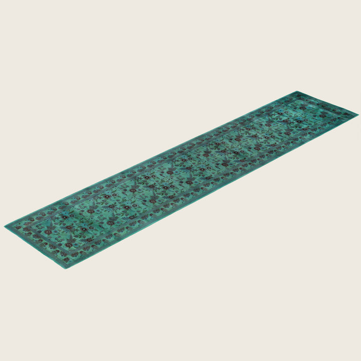 Green Traditional Samsara Wool Runner - 2'8" x 12'1"