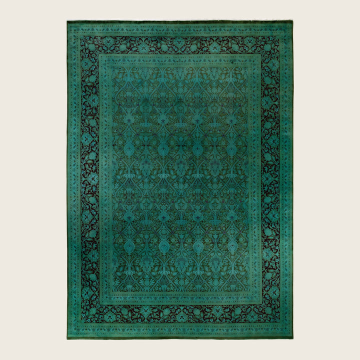 Green Traditional Samsara Wool Rug - 9'10" x 14'
