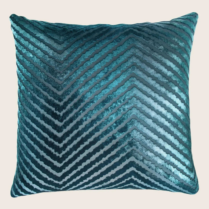 Chevron Velvet Throw Pillow, Pacific