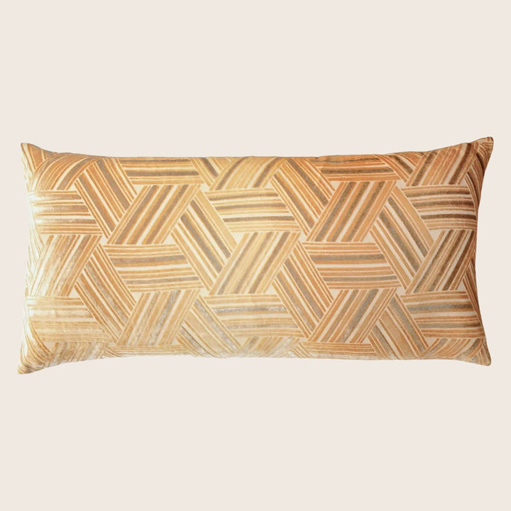 Entwined Velvet Throw Pillow, Gold Beige