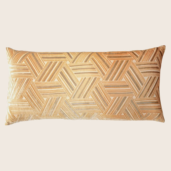 Entwined Velvet Throw Pillow, Gold Beige