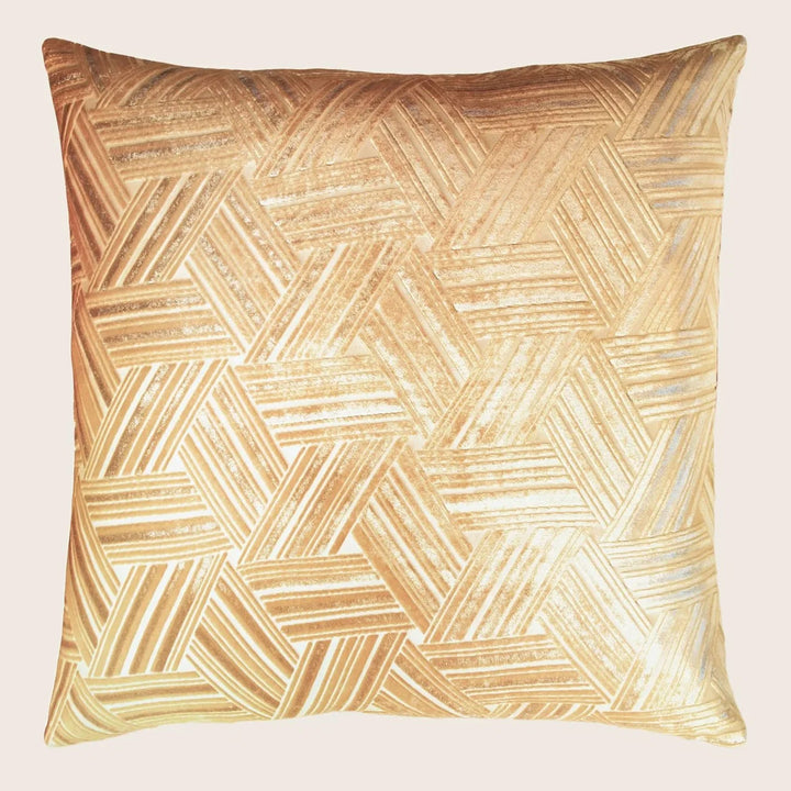 Entwined Velvet Throw Pillow, Gold Beige