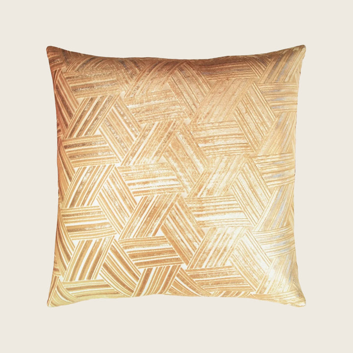 Entwined Velvet Throw Pillow, Gold Beige