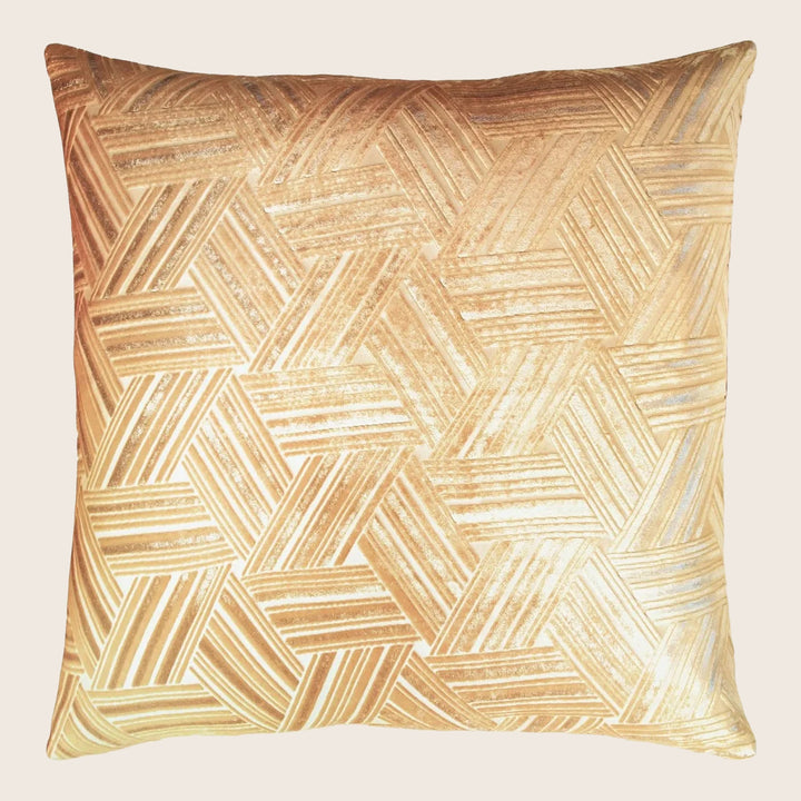Entwined Velvet Throw Pillow, Gold Beige