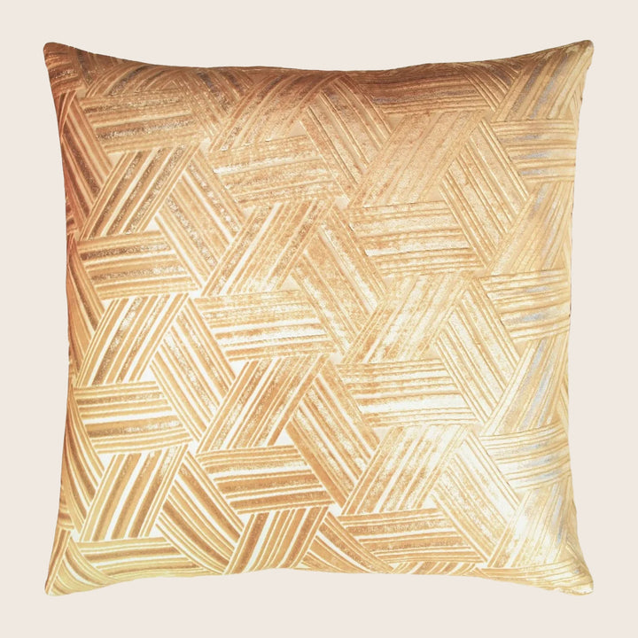 Entwined Velvet Throw Pillow, Gold Beige