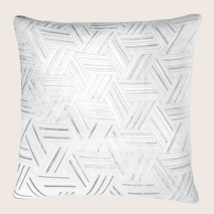 Entwined Velvet Throw Pillow, White