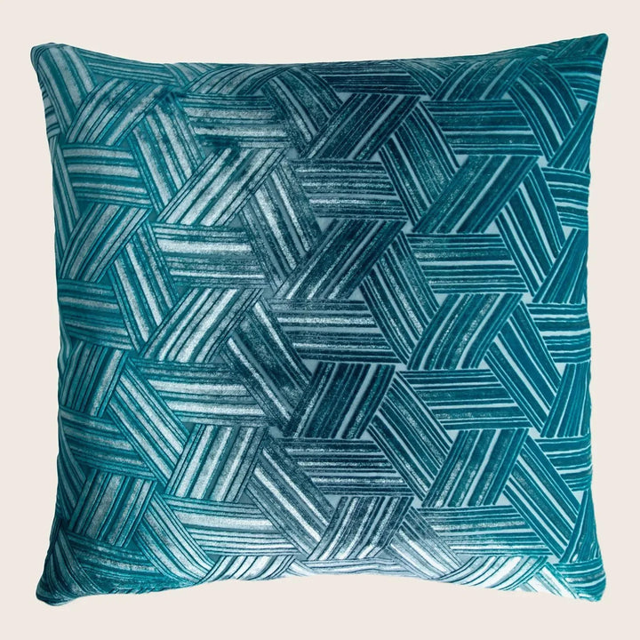 Entwined Velvet Throw Pillow, Pacific