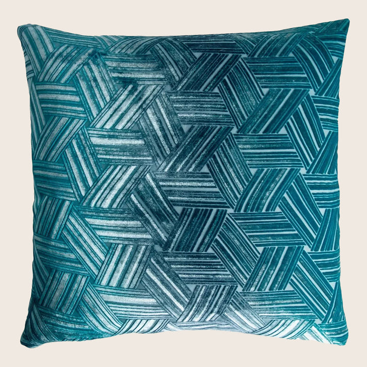 Entwined Velvet Throw Pillow, Pacific