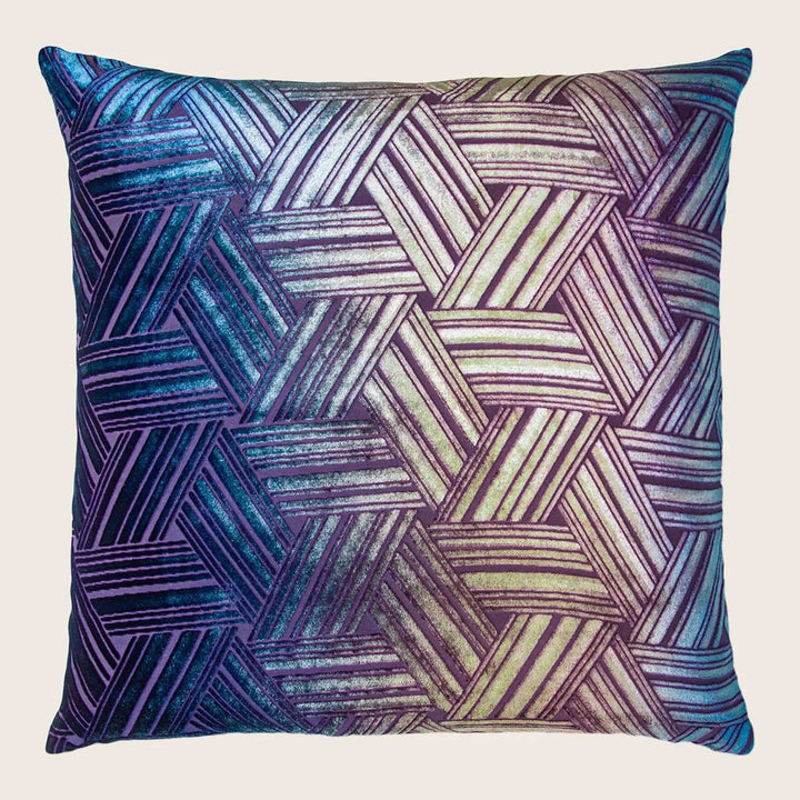 Entwined Velvet Throw Pillow, Peacock