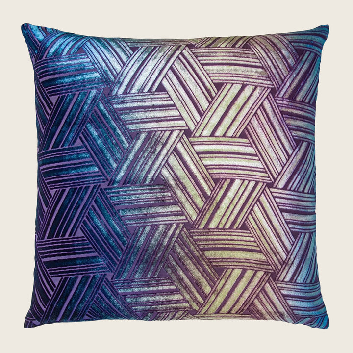 Entwined Velvet Throw Pillow, Peacock