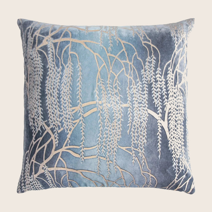 Metallic Willow Velvet Throw Pillow, Dusk