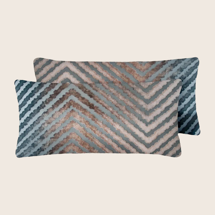 Set of 2 Mini Chevron Velvet Pillow, Gunmetal
