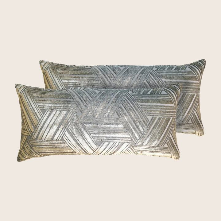 Set of 2 Mini Entwined Velvet Pillow, Nickel