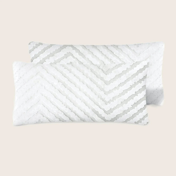 Set of 2 Mini Chevron Velvet Pillow, White