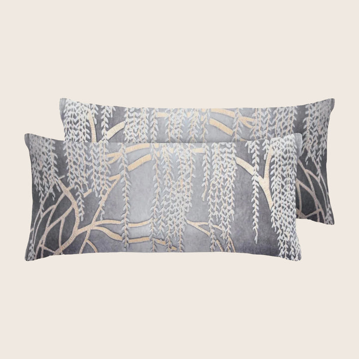 Set of 2 Mini Metallic Willow Velvet Pillow