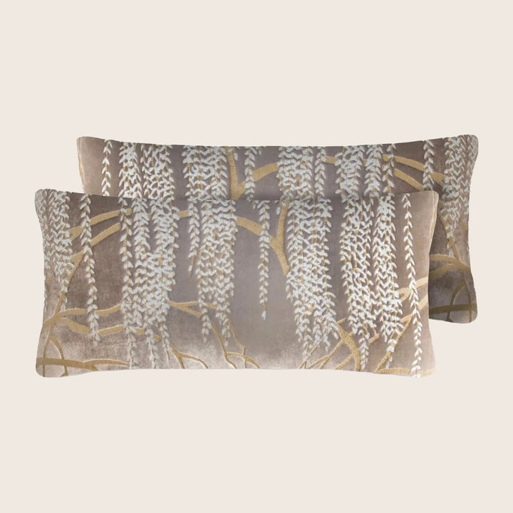 Set of 2 Mini Willow Velvet Pillow, Coyote White