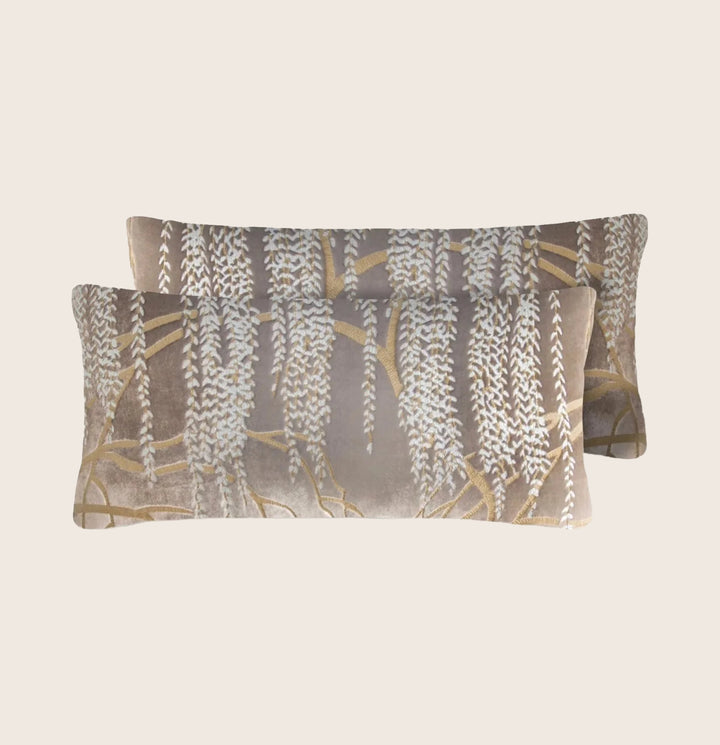 Set of 2 Mini Willow Velvet Pillow, Coyote White