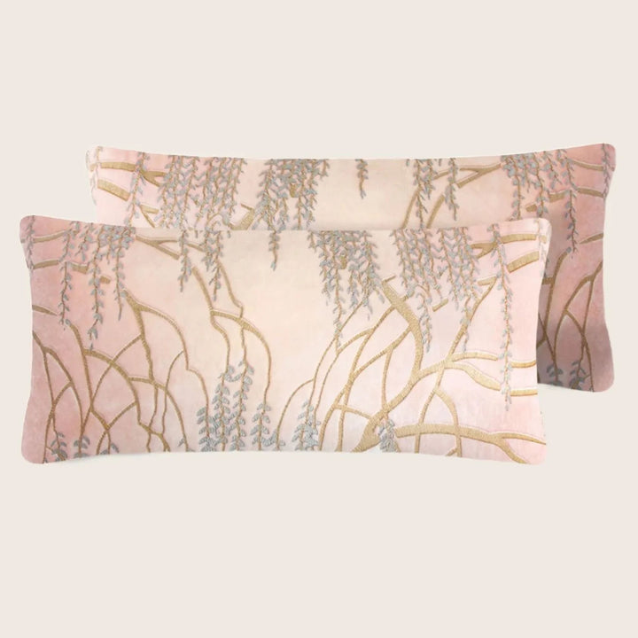 Set of 2 Mini Willow Velvet Pillow Metallic, Blush