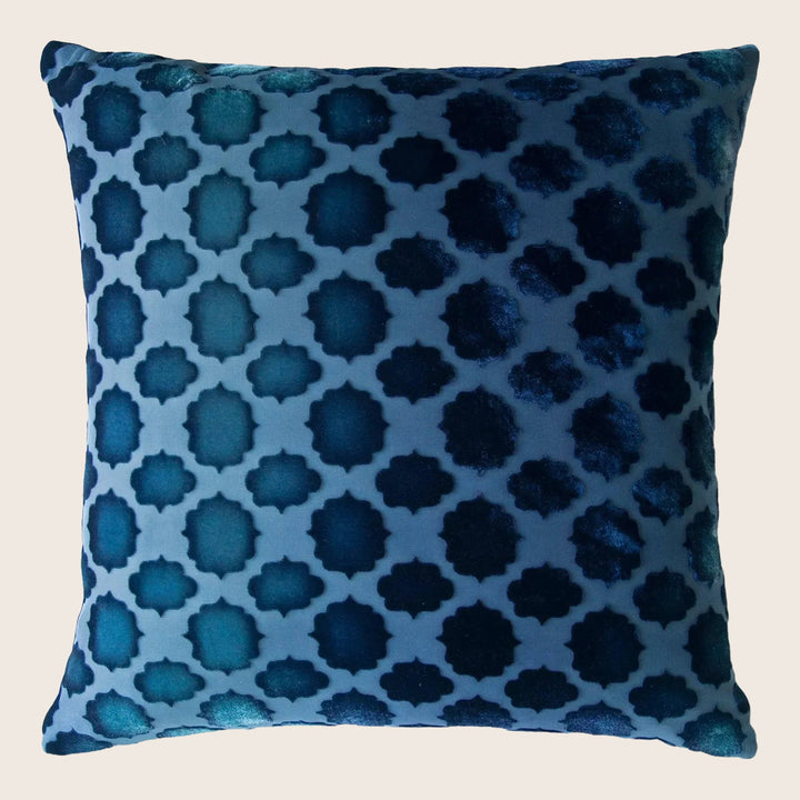 Mod Fretwork Velvet Pillow, Shark
