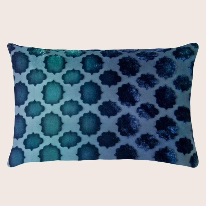 Mod Fretwork Velvet Pillow, Shark