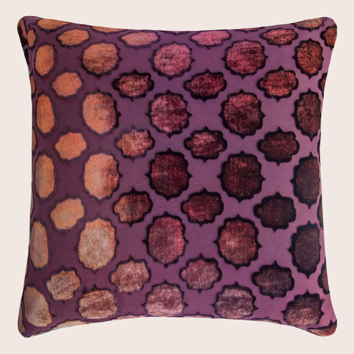 Mod Fretwork Velvet Pillow, Wildberry