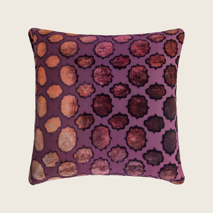 Mod Fretwork Velvet Pillow, Wildberry