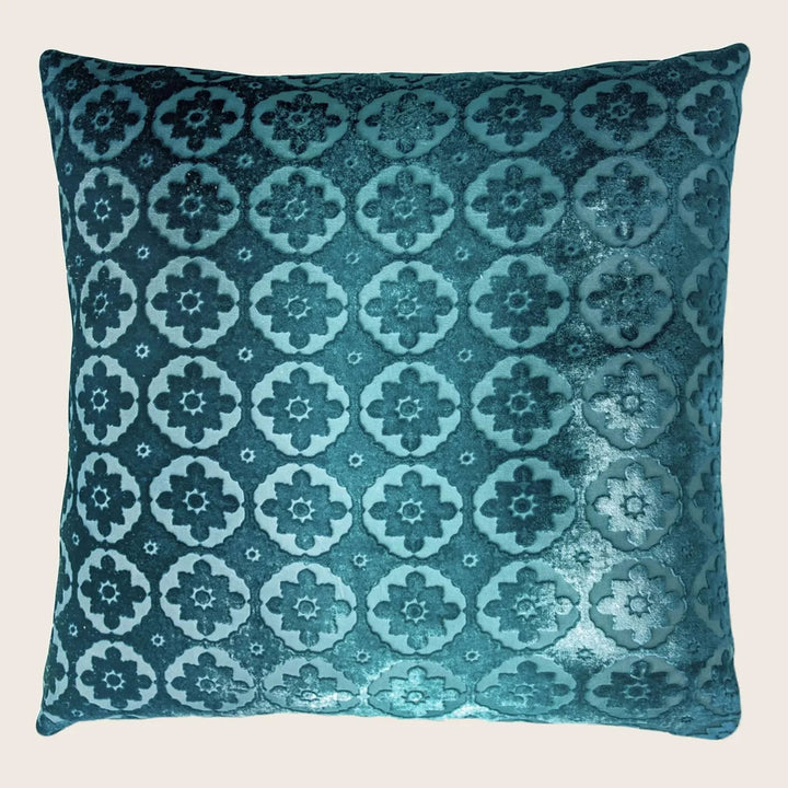 Small Moroccan Velvet Throw Pillow, Pacific
