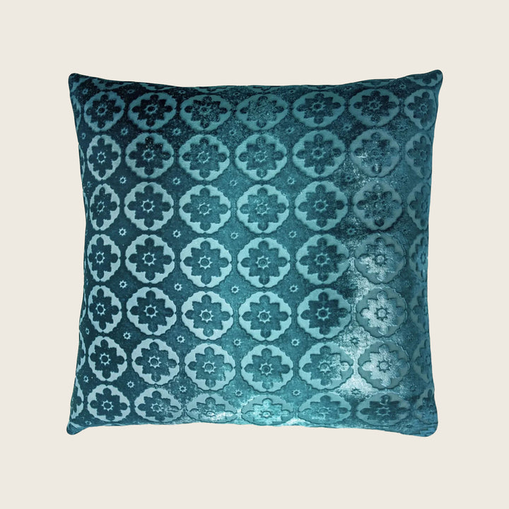 Small Moroccan Velvet Throw Pillow, Pacific