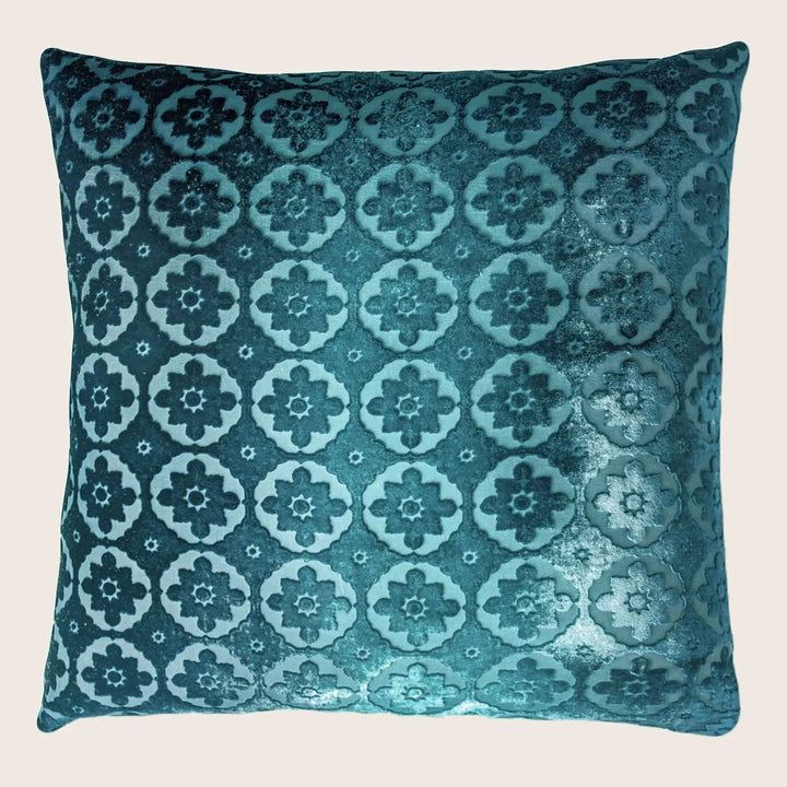 Small Moroccan Velvet Throw Pillow, Pacific