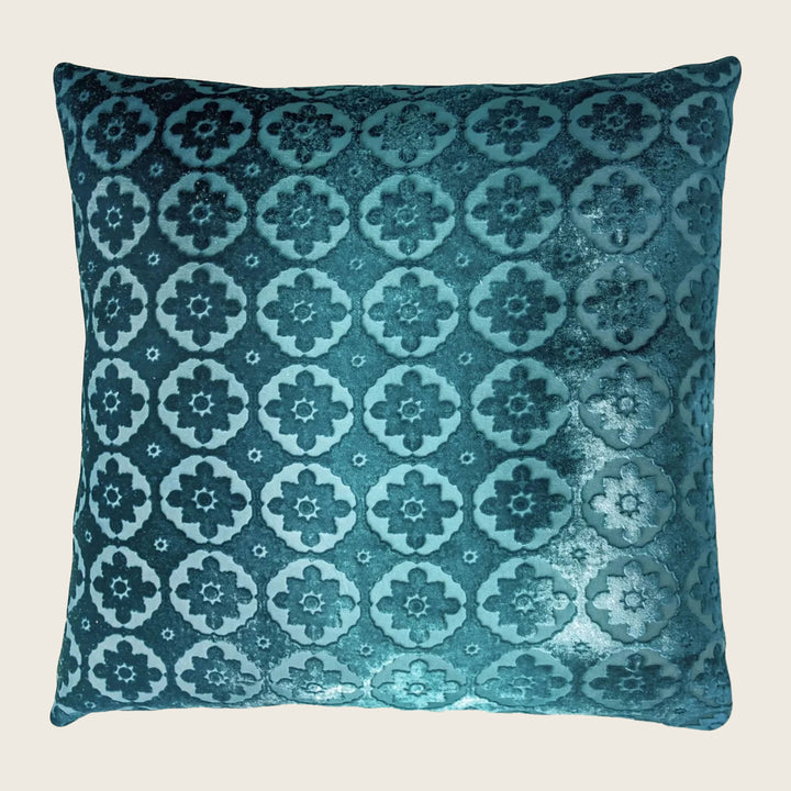 Small Moroccan Velvet Throw Pillow, Pacific