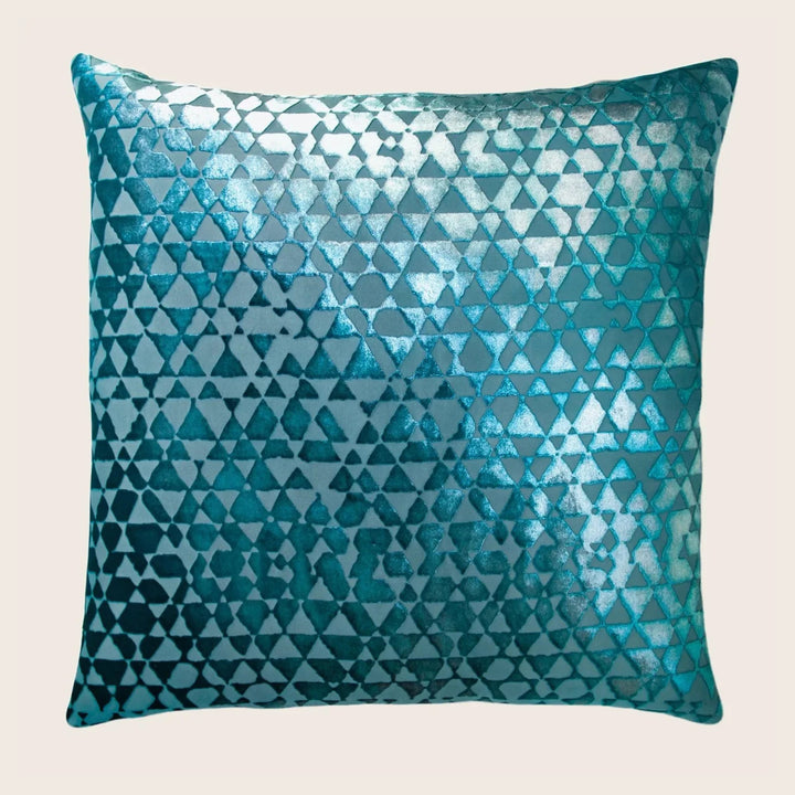 Triangle Velvet Throw Pillow, Pacific