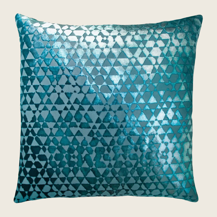 Triangle Velvet Throw Pillow, Pacific